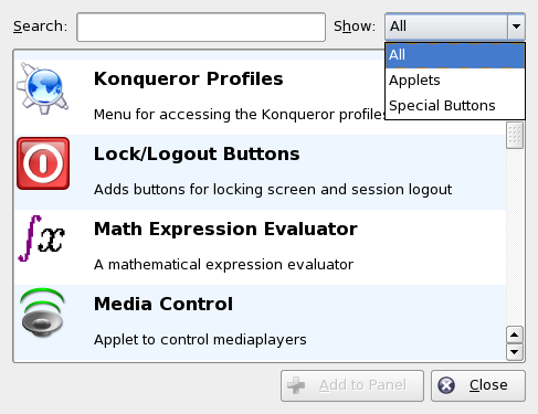 Figura 2.1 Adicionando um applet ao painel c Selecione o applet a ser adicionado e clique em Adicionar ao Painel. O applet é inserido no painel.