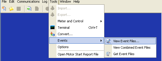 7.2 Visualizando uma oscilografia Oscilografias salvas no computador podem ser visualizadas em View Event Files no menu Tools.
