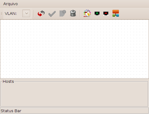 4.2 Cenário para Validação da Arquitetura Proposta 61 Fig. 4.14: Aplicação Cliente do Experimento. A barra de ferramentas traz as seguintes opções da esquerda para direita: lista das VLANs criadas.