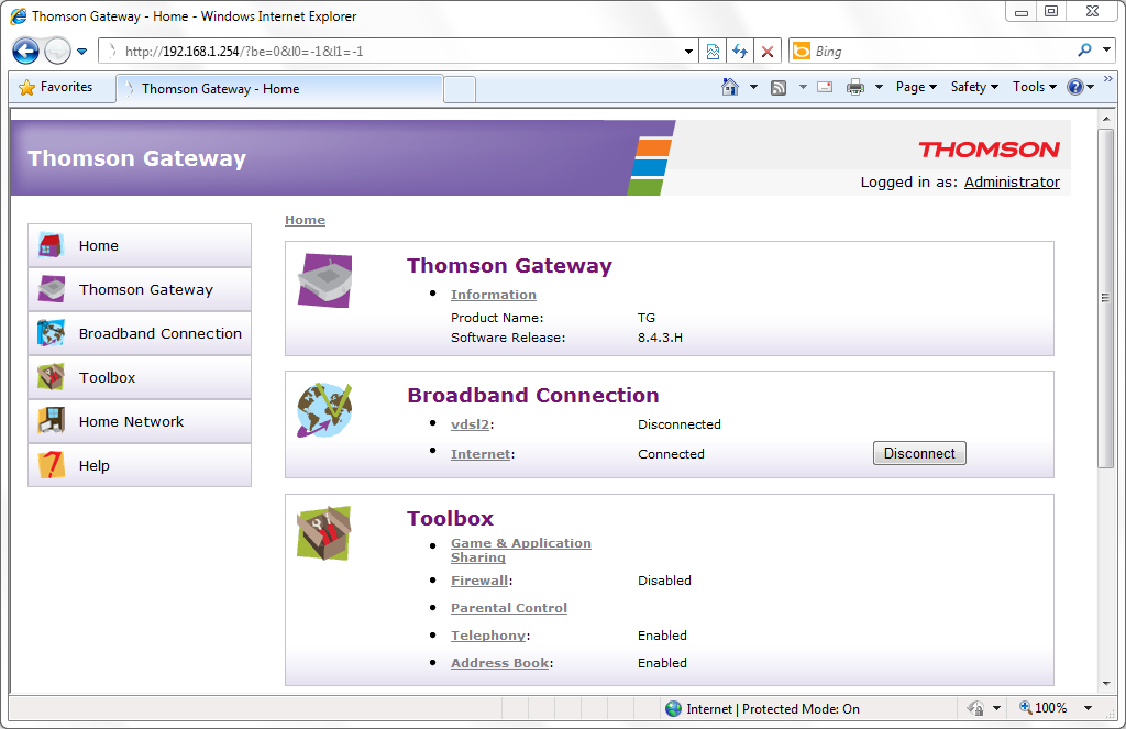 3 FERRAMENTAS DE CONFIGURAÇÃO 3.1.1 Acesso Aceder à interface gráfica do utilizador do Thomson Gateway Faça o seguinte: 1 Abra o navegador da Web. 2 Vá para http://dsldevice.