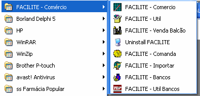 [Estrutura do Menu Criado pelo Instalador] Diretório de Instalação O FACILITE Sistemas Comerciais criará na Raiz do C:\ da máquina onde estará sendo realizada a instalação, a pasta C:\SINCO.