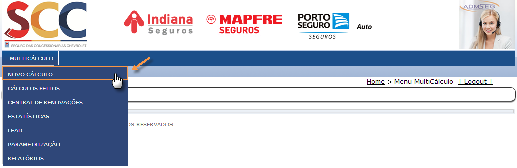 8 3.2 Demais Menus ID Ícone Descrição 1 Home Exibir a Página Inicial 2 Menu MultiCálculo Exibir o Menu SCC Seguro das Concessionárias Chevrolet 3 Cálculos Feitos Exibir a Página de Cálculos feitos.