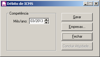 7. Clique no botão Fechar, para fechar a janela Crédito de ICMS. 4.9.2.