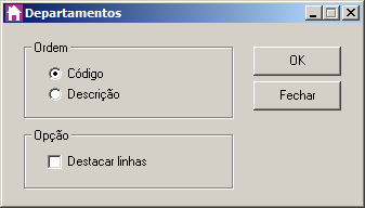 descrições. 3. No quadro Opções, selecione a opção: Destacar linhas, para que as linhas do relatório sejam destacadas. 4. Clique no botão OK, para visualizar o relatório. 5.