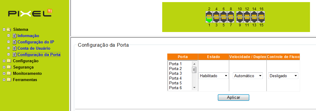 Nesta página você pode configurar manualmente o endereço IP, máscara de sub-rede, gateway e outras informações. O endereço IP padrão é: 192.168.2.11, máscara de sub-rede: 255.