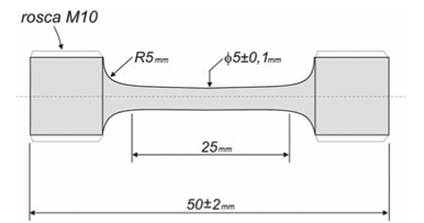 38 Figura 3.7 Corpo de prova com entalhe em U e 5 mm de profundidade (NBR 61