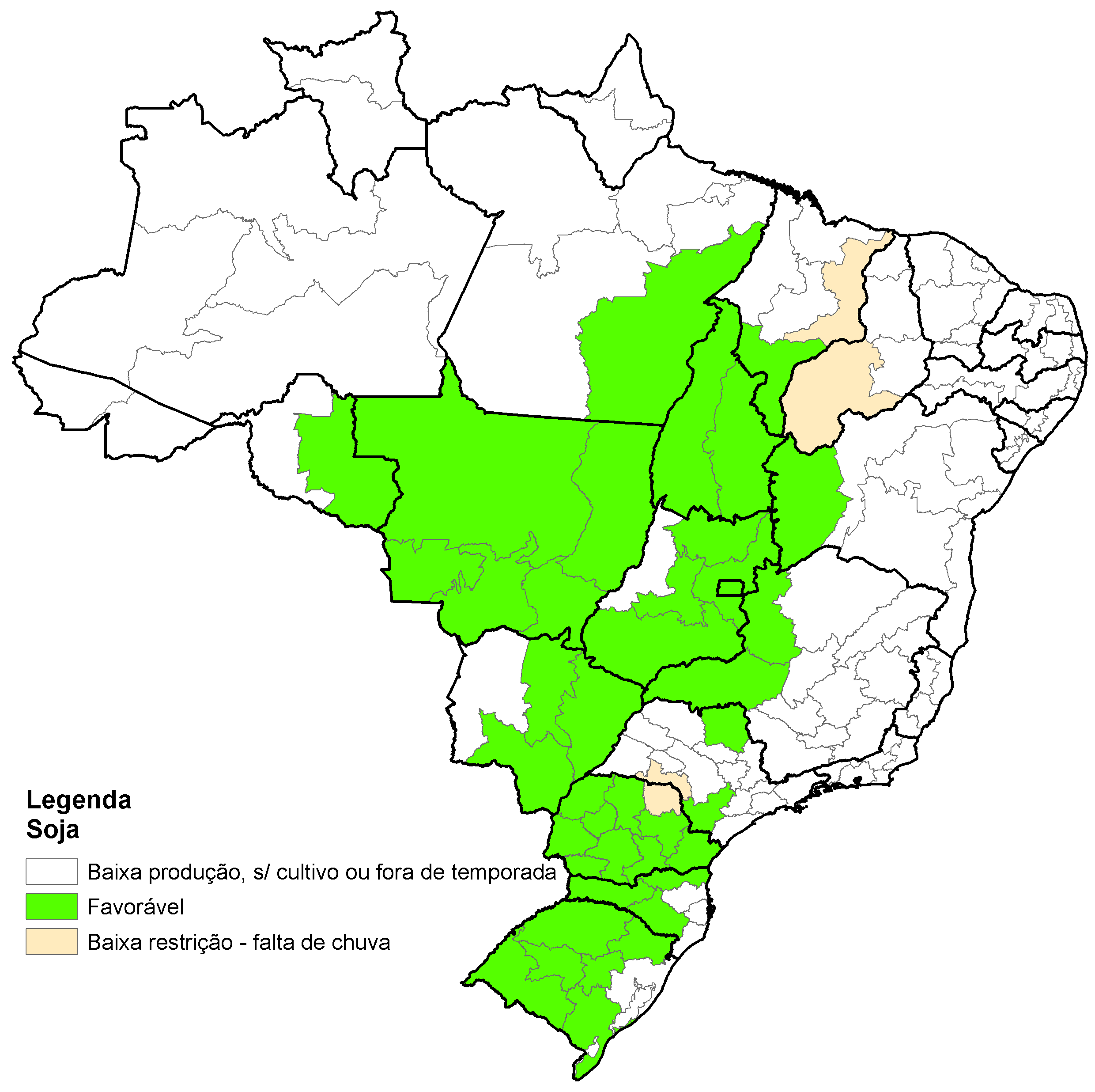 Figura 36 ondição hídrica geral para o cultivo nos principais estados produtores do Brasil em novembro de 2014 Fonte: onab.