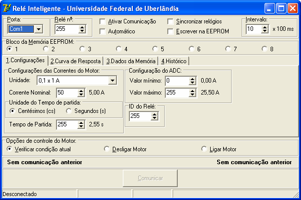 78 isto o bloco 1 é selecionado automaticamente sempre que a pessoa selecionar a pasta 1.Configurações do programa. Figura 5.2 Programa de monitoração do relé inteligente: configurações A Figura 5.