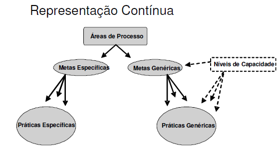 23 3.3.1 Representação Contínua Esta representação é mais flexível, a organização decide a ordem da melhoria que vem ao encontro dos interesses dela.