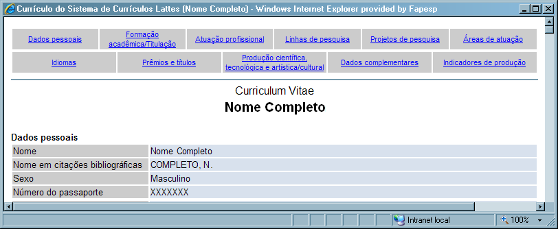 Observações: Na tela de cadastro também é possível verificar se o SAGe possui acesso aos dados do seu Currículo Lattes.