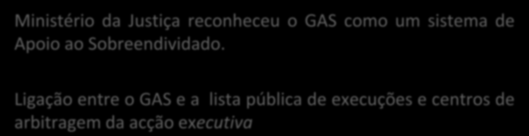 GAS É RECONHECIDO COMO UM SISTEMA DE APOIO AO SOBREENDIVIDADO Ministério da Justiça reconheceu o GAS como um sistema de
