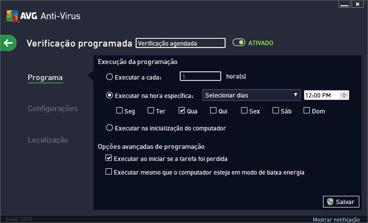 Localização Em cada guia você pode simplesmente clicar no botão de "semáforo" para desativar o teste programado temporariamente e ativa-o novamente quando houver necessidade: 10