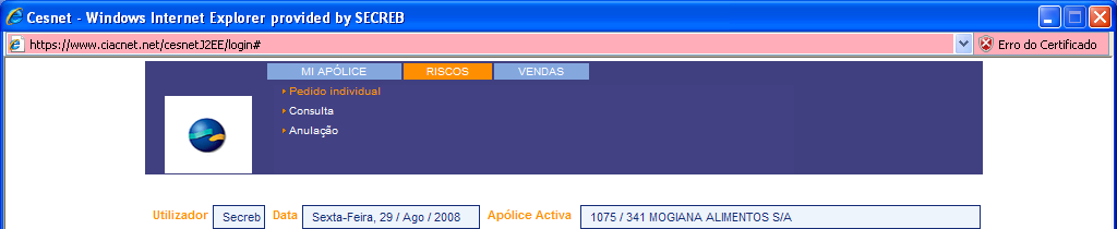 Solicitação Online de Classificação Informar dados da solicitação de classificação (pedido de limite) 1º Selecione o tipo de solicitação