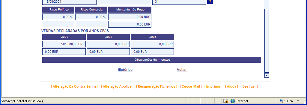 suplemento (usar barra de rolagem vertical). xxxxx 6º Selecionar Opção histórico.