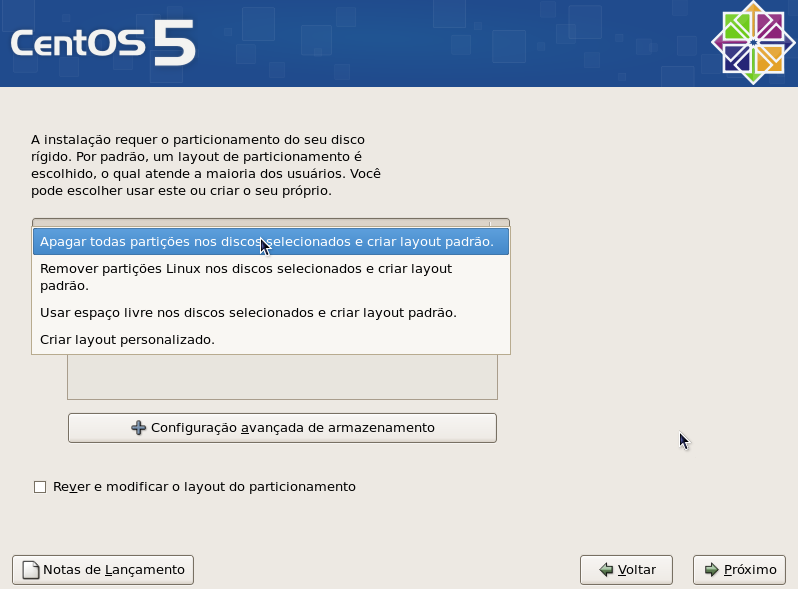 Instalação CentOS 5 De seguida configurei o domínio manualmente.