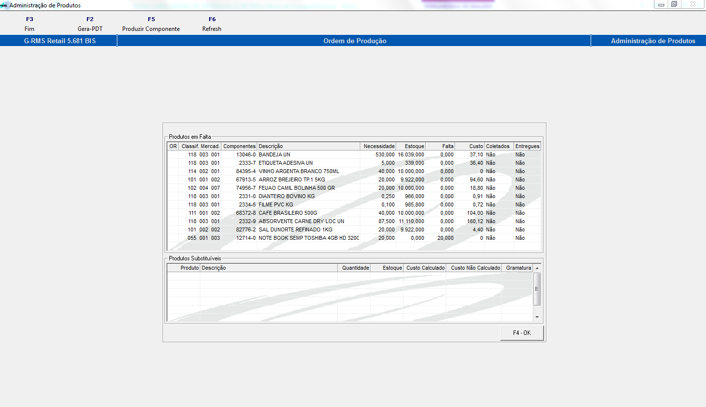 No programa de ordem de produção (VABORPRO), clicar em Mais Menu e então em CtF4 Produtos Agrupados Utilizando o Programa de Controle de Produtos Agrupados Este programa permite que usuário tenha uma