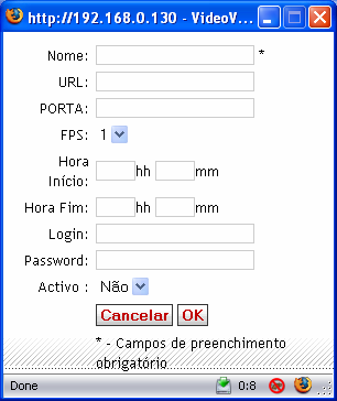 Neste momento retornou ao ecrã de gestão de câmaras, sendo agora visível a entrada referente à câmara que acabou de adicionar.