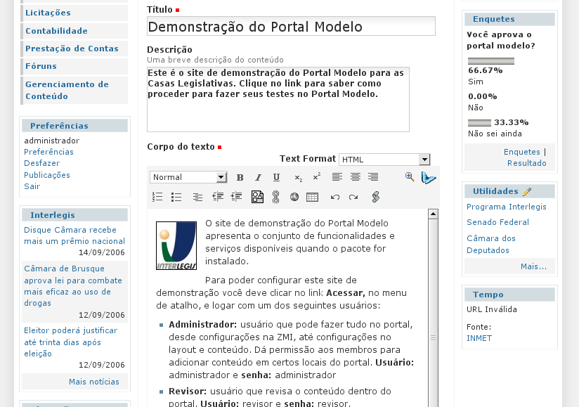 Portal Modelo - www.interlegis.gov.