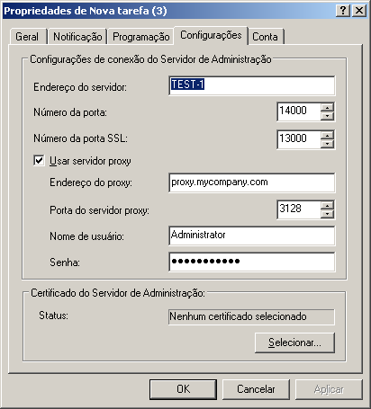 G U I A D E R E F E R Ê N C I A As configurações de tarefa definidas neste estágio podem ser modificadas na guia Configurações (veja a figura abaixo) de uma janela de propriedade de tarefa (consulte