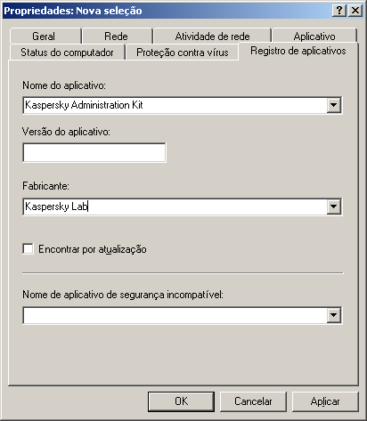 S E L E Ç Õ E S D E C O M P U T A D O R E S E E V E N T O S Se uma atualização instalada para um aplicativo for usada como critério de procura, marque a caixa Encontrar por