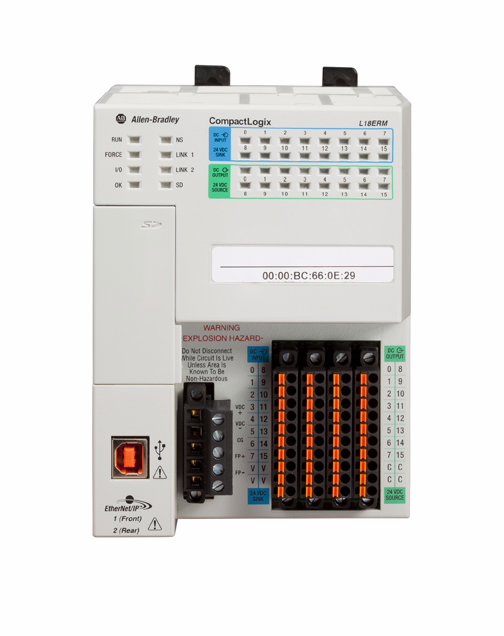 Controladores CompactLogix Controladores CompactLogix 5370 L1 com POINT I/O Embutido O controlador CompactLogix 5370 L1 vem com: uma fonte de alimentação incorporada 24 Vcc.