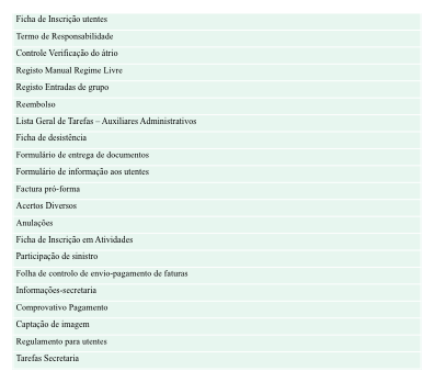 1. Tipos de ocorrências e sua inventariação Exemplos de impressos