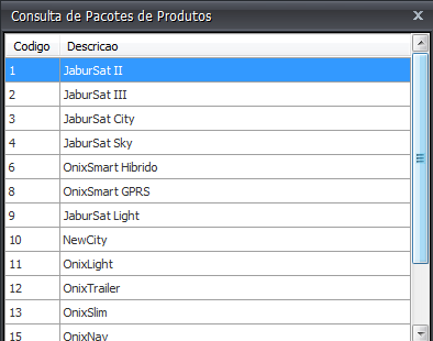 Manutenção de Equipamento No processo de Manutenção de equipamento foi implementada a opção de mostrar/validar os pacotes de Produto de acordo com o seu profile (Control Station).