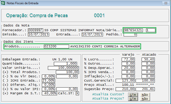 24 ESTOQUE 82759 - Quantidade de dígitos da nota fiscal Ao lançar uma nota de entrada, o sistema permite informar nove dígitos para o número da nota, porém ao efetuar a consulta do produto lançado na