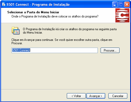 A seguir é exibida a tela Selecione o Local de Destino. Para alterar o destino de instalação do software clique o botão esquerdo do mouse sobre o botão Procurar, e indique o caminho.