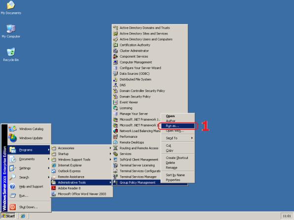 Acessando o AGPM utilizando Run As Quando for necessário acessar a console do AGPM com permissões de outro usuário que não o logado atualmente nós podemos utilizar a facilidade do Run As, acompanhe a