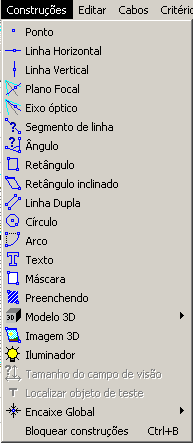 5.1.6 Menu Construções Através deste menu são inseridos os objetos de desenho no projeto.