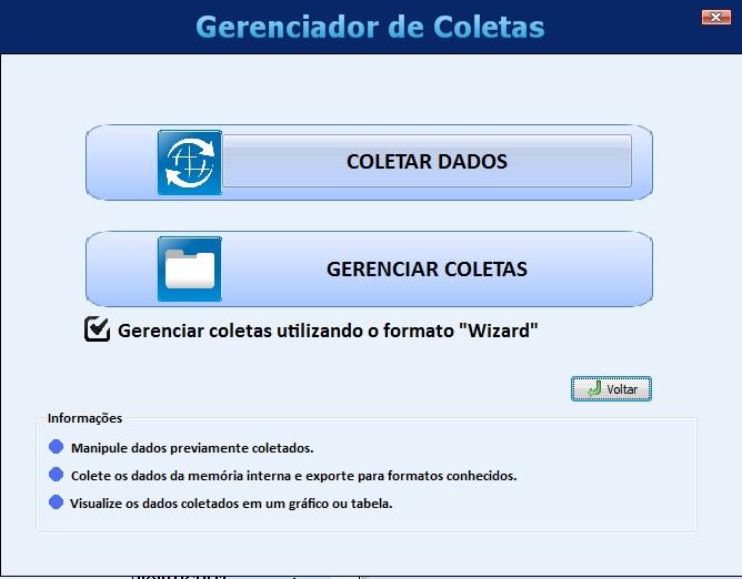 Para facilitar e todas as vezes que você acessar o sistema entrar direto nessa parte de coleta dos dados Somente na primeira vez acesse o menu preferencias vai abrir a seguinte tela.