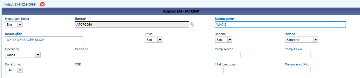 5. CONFIGURAÇÃO DOS ADAPTERS A configuração dos adapters no Protheus se dá através da interface do configurador, acessando o smartclient pelo programa inicial SIGACFG.