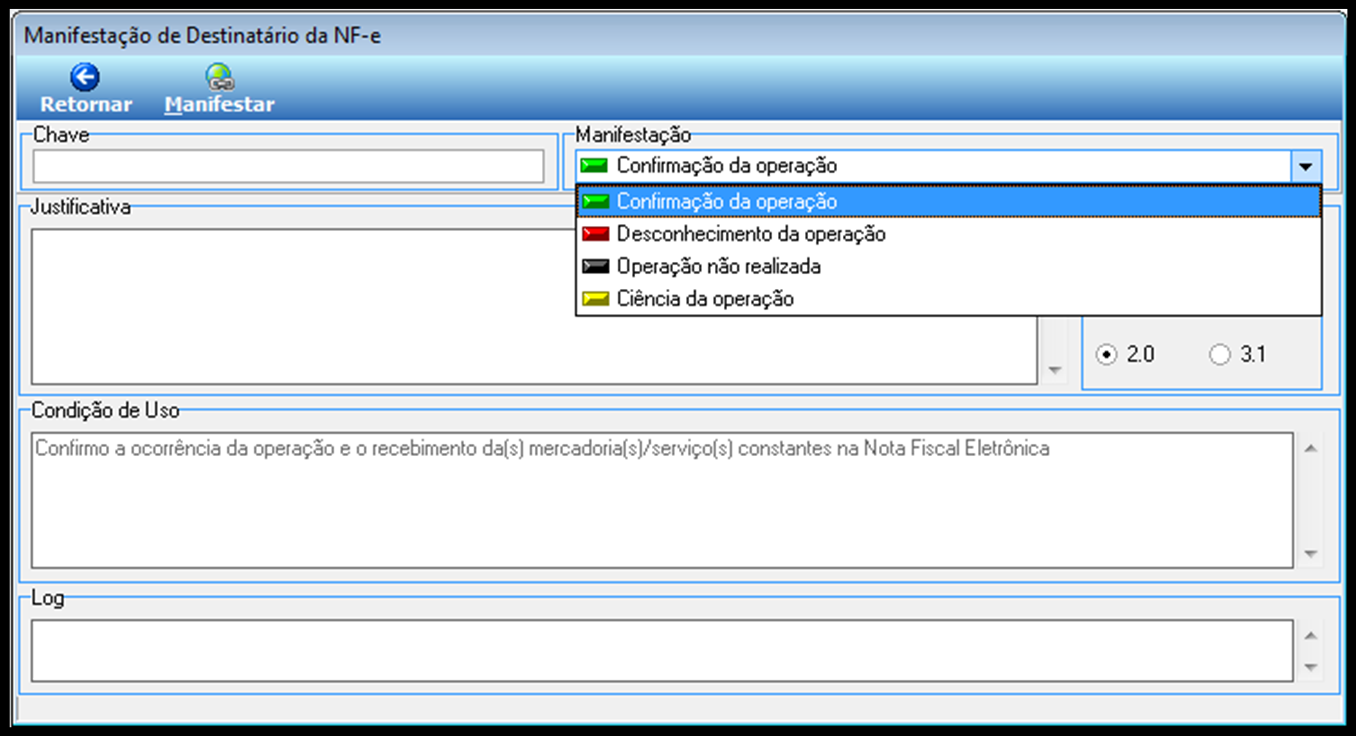 Figura 3 Eventos da Manifestação de Destinatário da NF-e. Como ainda existem clientes que utilizam o Servidor Doc-e na versão 2.