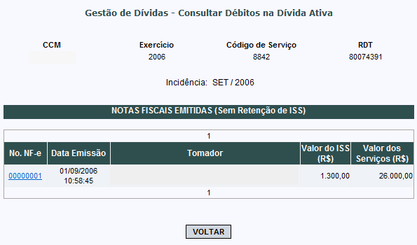 Nota Fiscal de Serviços Eletrônica NFS-e Versão do Manual: 5.7 pág. 141 Número de RDT Como já vimos, o RDT é agrupamento de NFS-e em aberto, consolidados por Código de Serviço e Exercício.