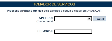 Nota Fiscal de Serviços Eletrônica NFS-e Versão do Manual: 5.7 pág. 47 5.5. Campo Tomador de Serviços Como regra geral, para a emissão da NFS-e deverá ser informado o CPF ou CNPJ do tomador dos serviços.