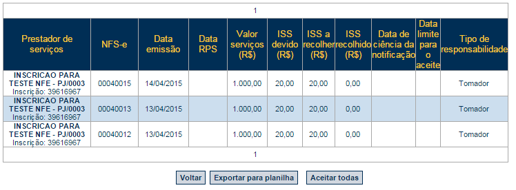 Nota Fiscal de Serviços Eletrônica NFS-e Versão do Manual: 5.7 pág. 80 6.3. Aceite Para efetuar o aceite, o responsável tributário deve acessar o Submenu Aceite.