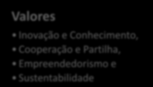 o que nos move Missão - criação de valor Promover o empreendedorismo e a consolidação de competências e do conhecimento, agilizando a cooperação e partilha,