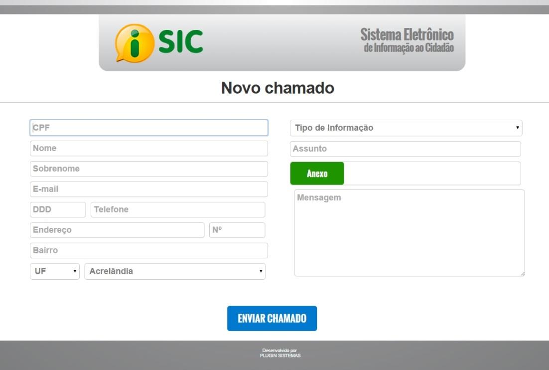 Para acessar o e-sic, é preciso se cadastrar: Temos na página duas (2) opções (figura 2): Abrir novo chamado e Acompanhar Chamado, se for seu primeiro acesso vamos abrir um chamado para poder se