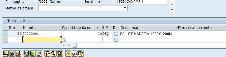 Centro Fornecedor: Selecionar o centro fornecedor da mercadoria. Condição de pagamento: Selecionar a condição de pagamento Y003 - Outras.