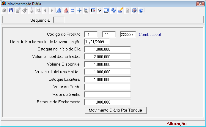 Código do Produto: Informar o código do produto correspondente a movimentação diária de combustíveis.