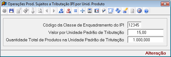 Código de Classe de Enquadramento do IPI: Informar o código de classe de enquadramento do IPI do produto a ser apresentado no detalhamento.