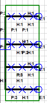 Figura 47 - Layout da zona A1-Z1.1 (3D) Figura 48 - Layout da zona A1-Z1.1 (2D) Como se pode ver na Figura 47 e na Figura 48, este sistema é composto por 4 tubagens, cada uma com 4 orifícios.