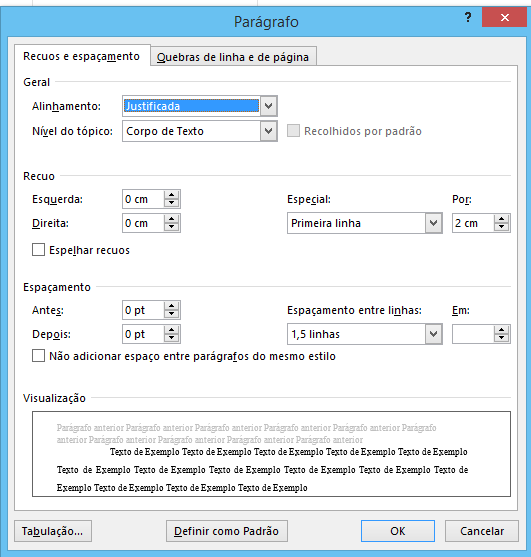 72 Um projeto de pesquisa deve conter no mínimo de 8 laudas (páginas) e no máximo depende da orientação de cada curso. 5.2.1 Espaçamento Todo texto deve ser digitado ou datilografado com espaçamento