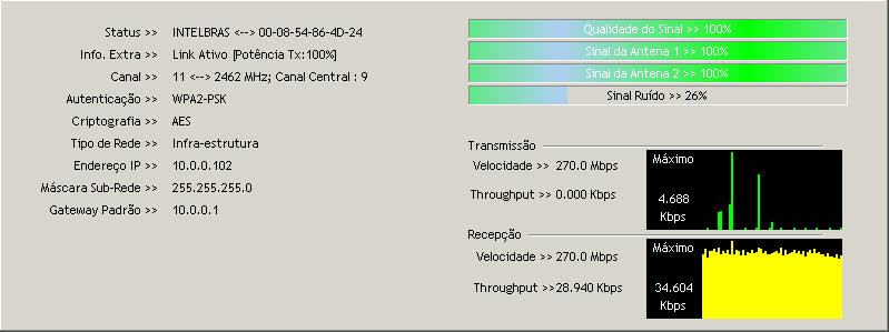 Obs.: o assistente Wireless Intelbras identifica automaticamente a segurança configurada na rede escolhida e se autoconfigura, sendo somente necessária a inserção da senha da rede Wireless.