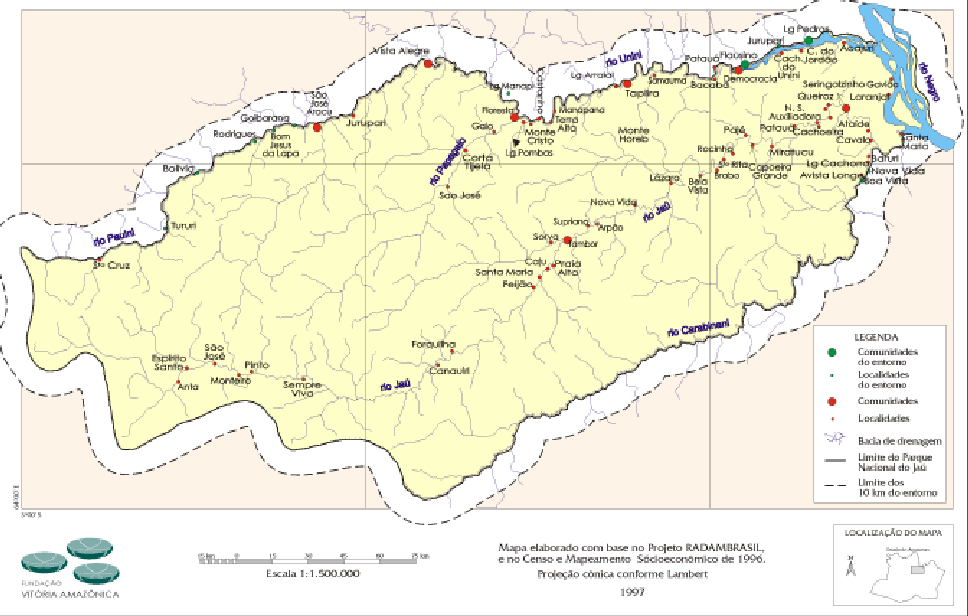 117 Ilustração 14 Comunidades e localidades do PNJ Fonte: Plano de Manejo do Parque Nacional do Jaú.