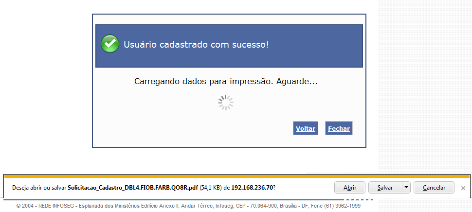 O link de Cadastro de Telefone Autorizador só irá sair da tela inicial do usuário