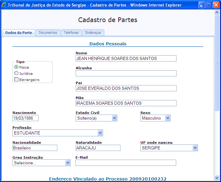 No tocante aos demais dados (nome de pai, mãe, número de documento, endereço, dentre outros), caso necessário, deverão ser feitas as atualizações devidas.