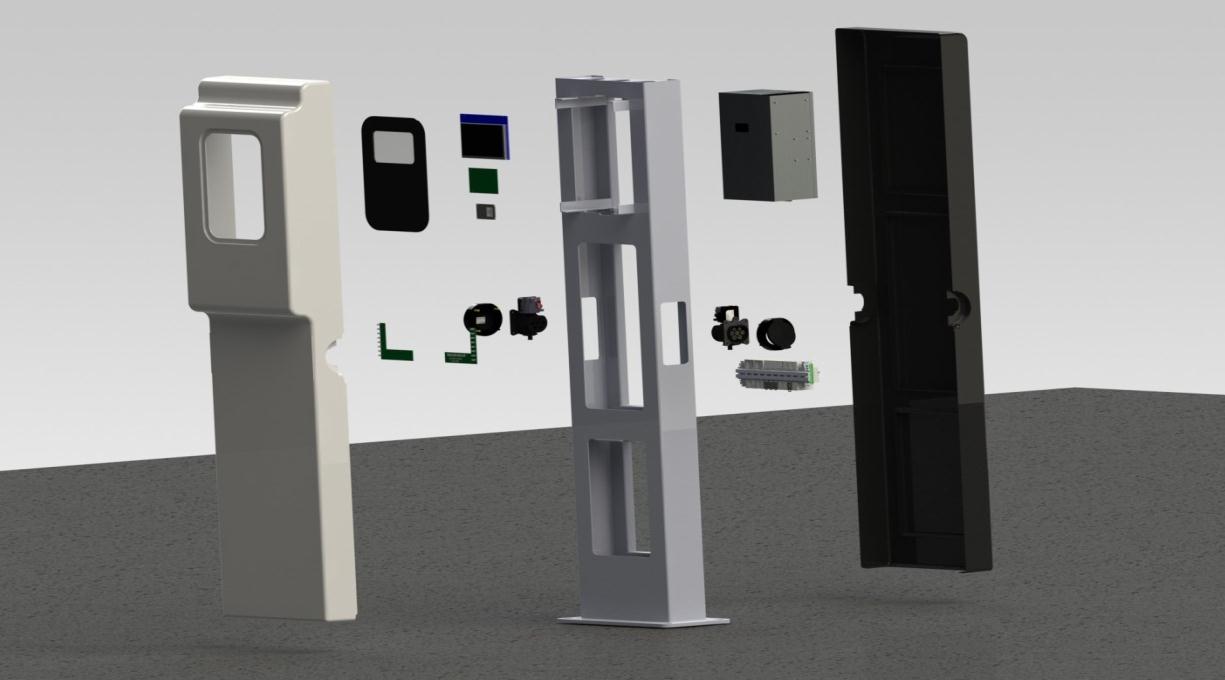 Caso 4: Modelação 3D do Produto Final Após modelação dos vários componentes e módulos pertencentes ao produto NormalCharger realizou-se o assembly (montagem) dos vários finalizando assim o modelo 3D