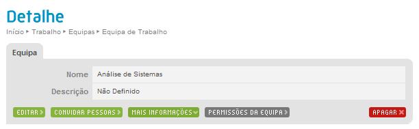 4.9 Equipas Nesta página são listadas as Equipas de Trabalho inseridas na Intranet. Através do botão (Inserir), é possível a inserção de uma nova Equipa.